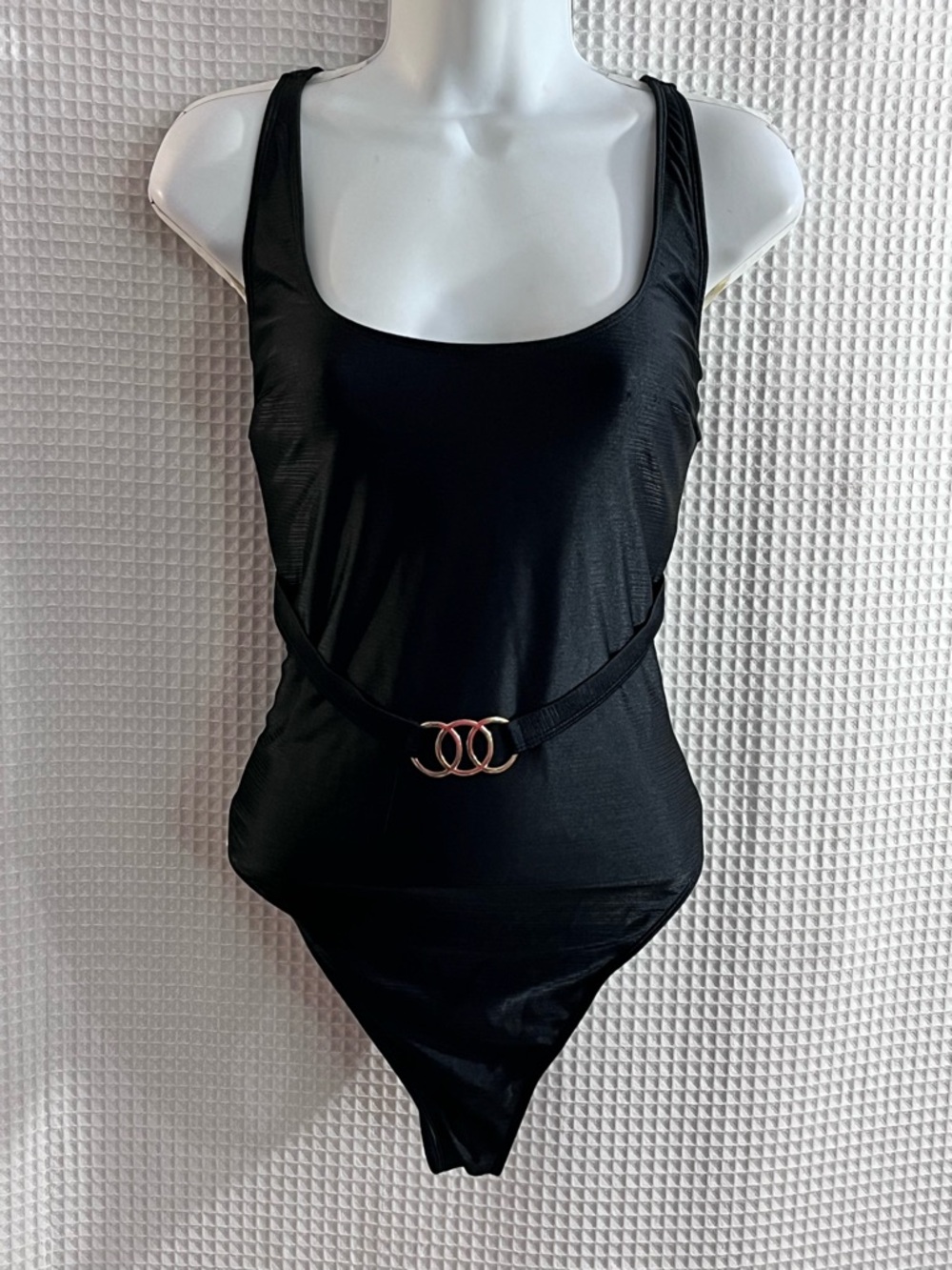 Wolf & Whistle Black One-Piece with Gold Accent size 10(D-DD)